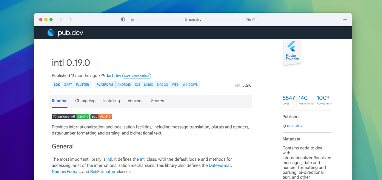 pub.dev intl package
