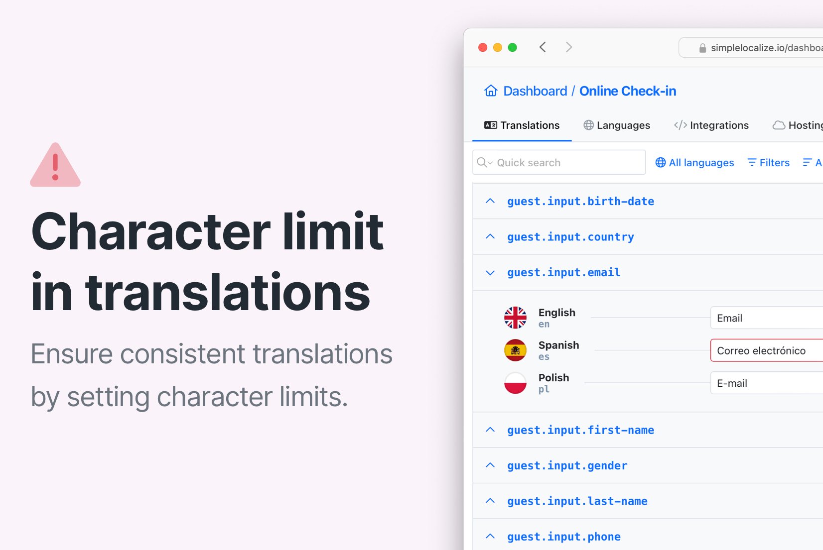 Introducing: Character limit in translations