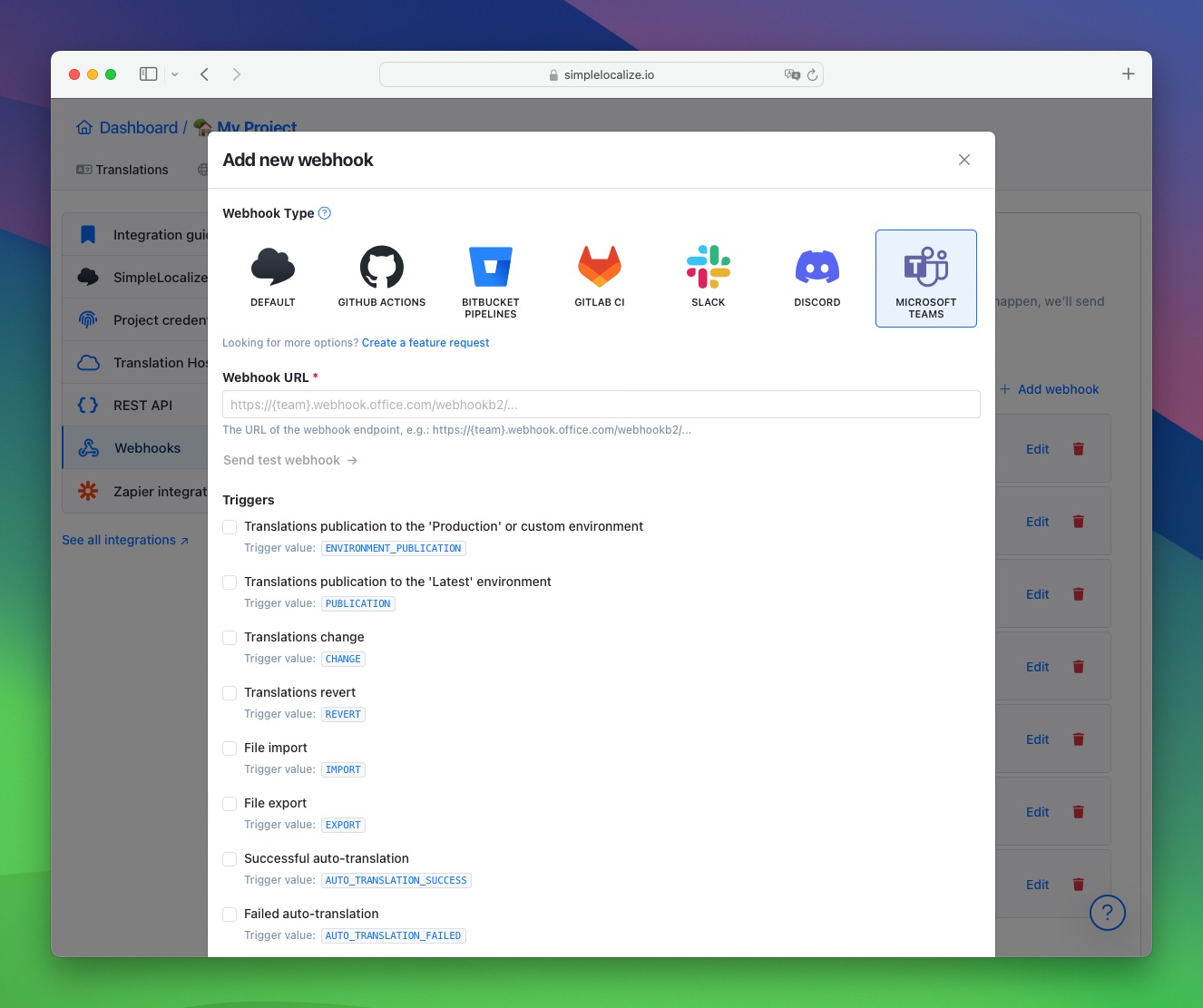 Microsoft Teams configuration